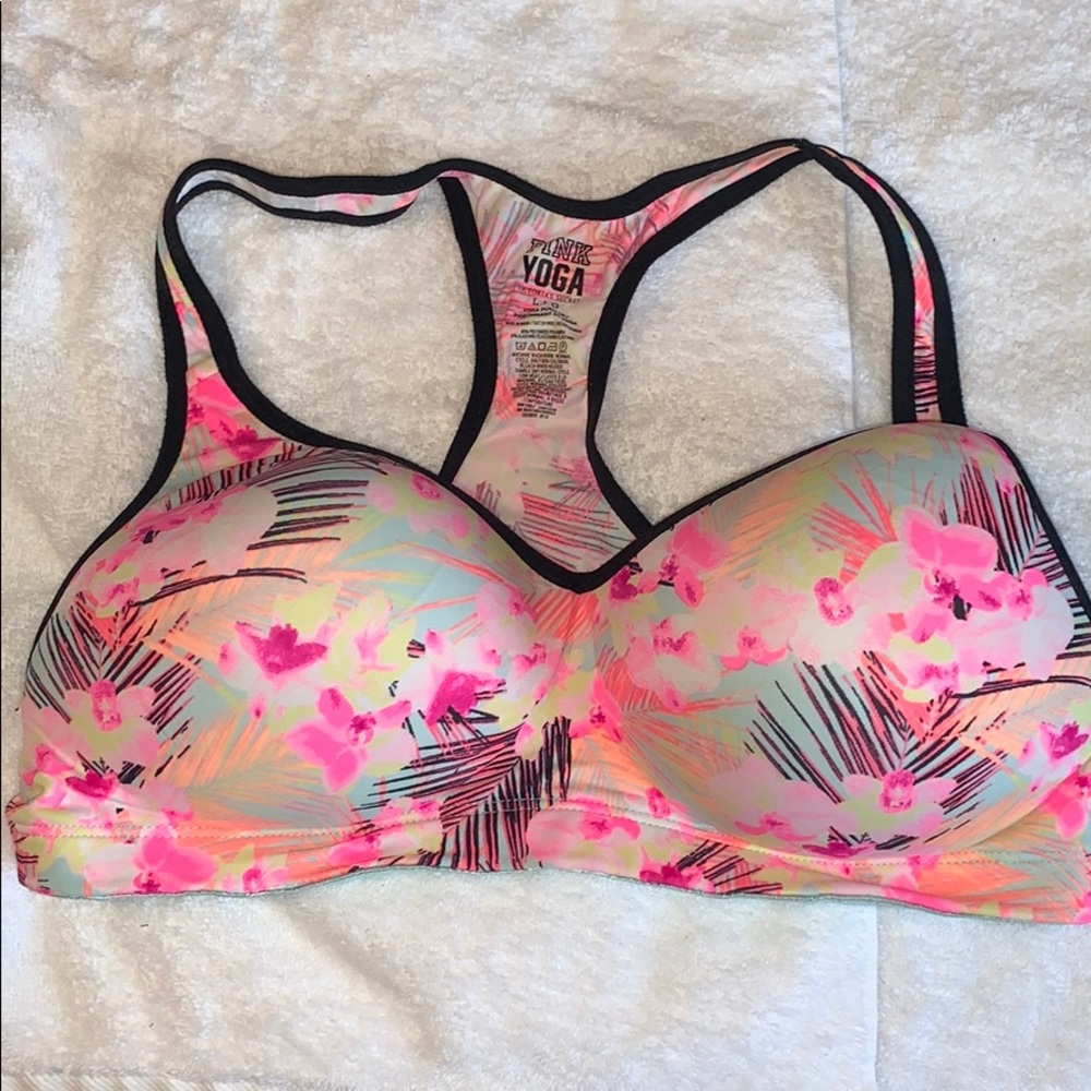 Pink Victoria’s Secret sports bra